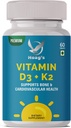 Witamina K2 (MK7) z suplementem D3 do kości i serca Zdrowie Non-GMO Formuła 5000 j.m. Witamina D3 & 100 µg Witamina K2 MK- 7 Łatwe do połknięcia Witamina D & K Complex, 60 Tabletki