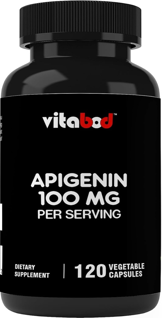 Apigenin 100mg na serwowanie - 120 Kapsułki roślinne - Ekstrakt roślinny z kwiatów rumianku - Non Habit Forming - Aktywne bioflawonoidy i przeciwutleniacze