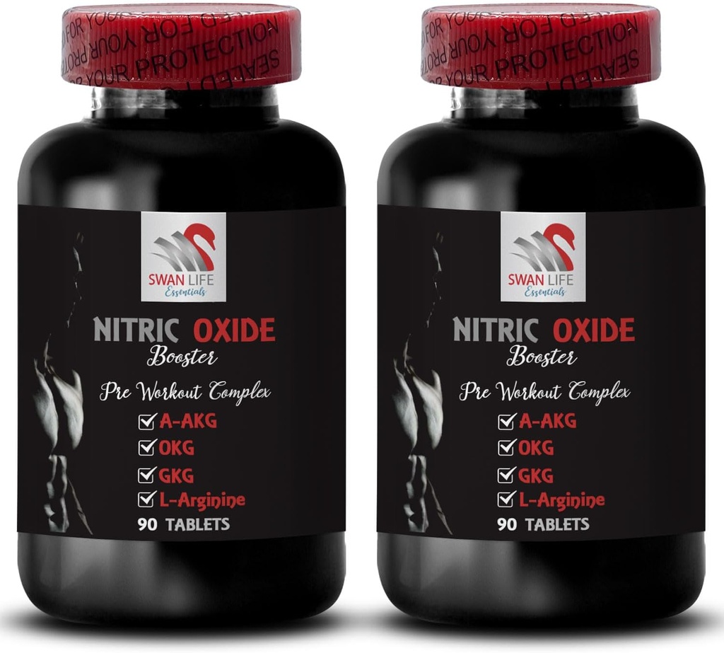 Alfa- ketoglutaran wapnia - NITRIC OXIDE BOOSTER - tlenek azotu proszek L- arginina, Pompa mięśniowa, Trening siłowy, Siła treningu, Athletic boost, GKG dodatek 2 Butelka 180 Tabletki