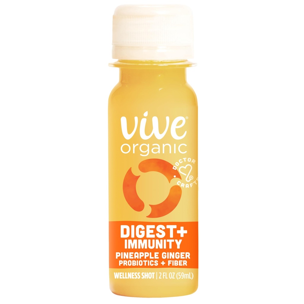 Vive Organic Digest + Immunitet Ananas Ginger Wellness Shot, 2 fl Oz butelka