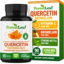 ForestLeaf Quercetin z bromelainem 1350mg - Mieszanka z witaminą C & Stinging Nettle Supplement, Quercetin 500mg kapsułki, Non-GMO Gluten Free, Naturalne funkcje immunologiczne i oddechowe, 90 Veggie Caps