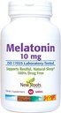 NOWE ROOTS HERBAL suplement do snu 124; Czysta melatonina 10 mg (60 tabletek - 3 miesiące dostaw), Non Habit Forming, Natural Sleep Aid, Non-GMO
