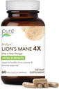 Pure ESCENCE LABS MyPure Lion 's Mane 4X - Ultra Siła Brain Supplement with 6: 1 Hot Water Extract & 10: 1 Extract for Cognitive Health, Focus, Memory & Mental Clarity, 60 kapsułki