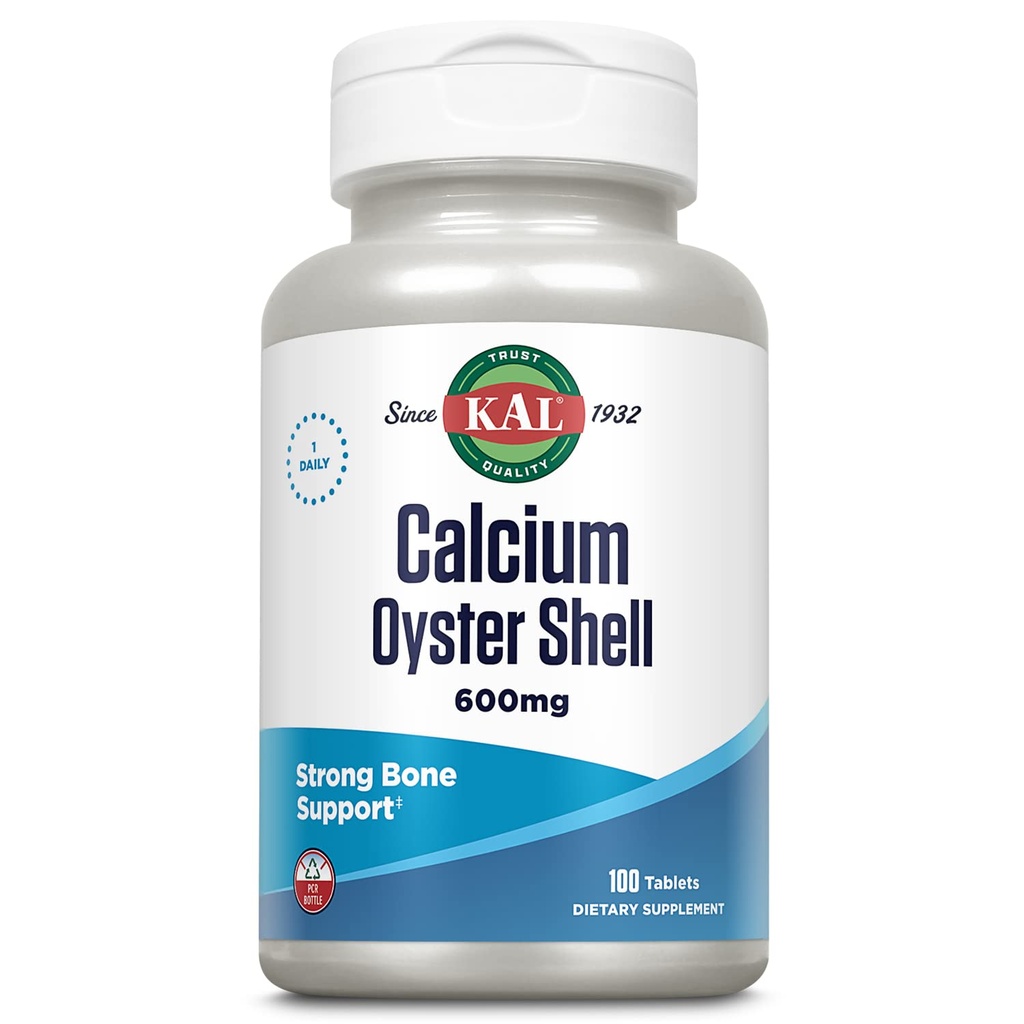 KAL Calcium Oyster Shell Tablets, 600 mg, 100