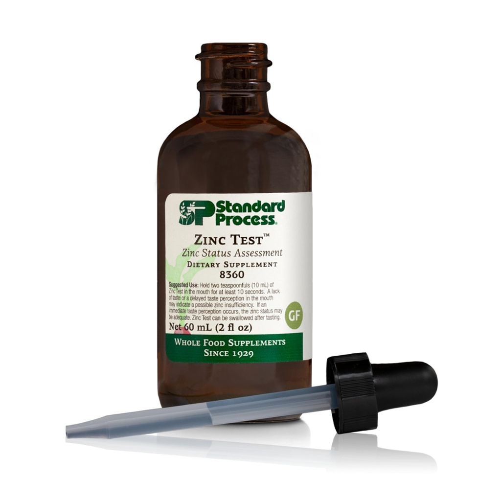 Standard Process Cynk Test - Nieinwazyjna ocena stanu - Doskonałe źródło cynku - 2 fl oz