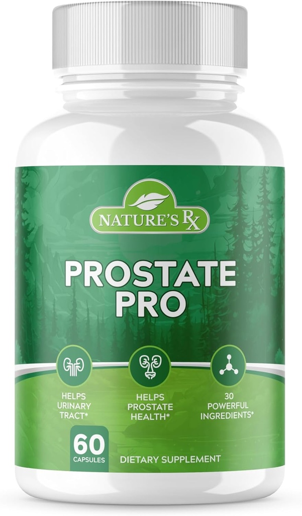 Nature 's RX' s 124; # 1 Dated Prostate Supplement Supplement Assistant 124; Urynary Tract Health, Pomaga Prostate Function 124; Ultra Dosed Formula w / 30 Potężne składniki 124; 3. strona Tested + USA Made - 60 Kapsułki