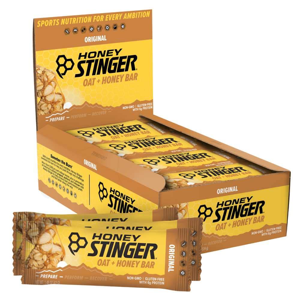 Honey Stinger Oat + Honey Bar, Original, Energia Packed Food do przygotowania do ćwiczeń, wytrzymałość i wydajność, Sports Nutrition Snack Bar, Wstępny trening, Protein, Gluten Free, Pudełko 12