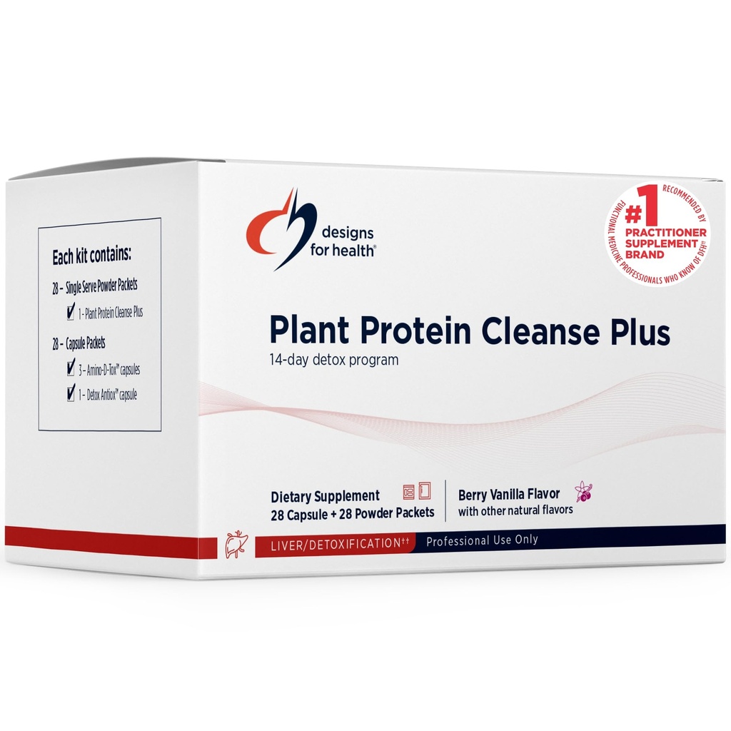 Designs for Health Plant Protein Cleanse Plus 14 Day Detox Program - Promotes Healthy Liver Function + Metabolic Cleanse with Antioksydants + Zioła, Wegetarianin (28 Drink w proszku protein + opakowania witaminy)