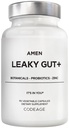 Amen Leaky Gut Supplement - Advanced Formula with Biodostępny L glutamina, Cynk, Turmeric, DGL Licorice Root - Marshmallow Root - Probiotics & Fermented Prebiotics - Vegan, Non-GMO - 90 Kapsułki