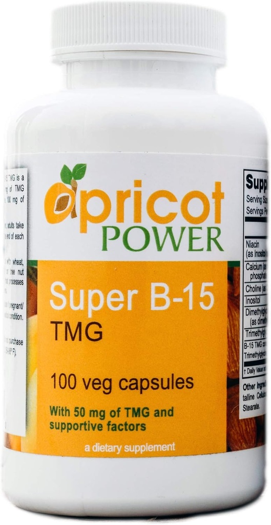 Apricot Power Super B-15 Non Toxic Pangamic Acid - Health Oxygen Levels & Energy - 100 Veg Caps