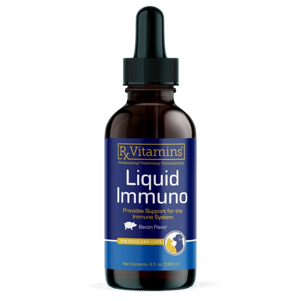 Rx Witaminy płynne Immuno Dog & Cat Immune Support - Reishi Mushroom Supplement for Dogs & Cats Plus L- Lysine - Idealne suplementy do oczu, Immunitet Booster Suplementy dla zwierząt domowych - 4 oz