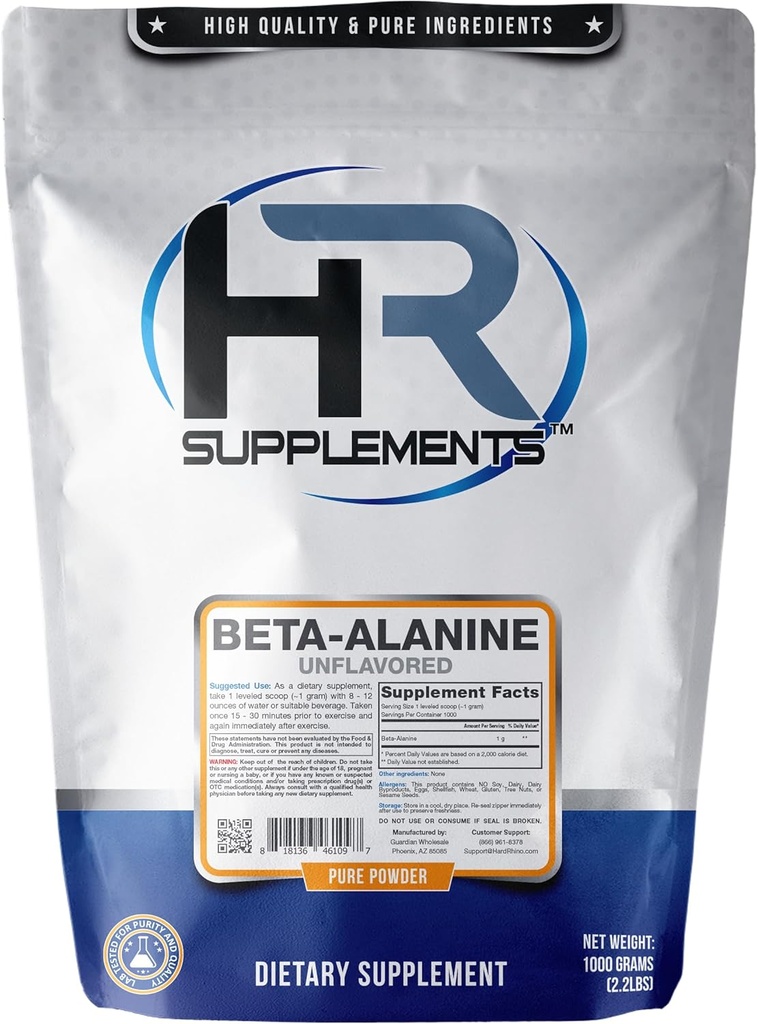 Beta- Alanina w proszku, 1 Kilogram (2,2 Lbs), Unflavored, Labu- Tested, Scoop Zawarte