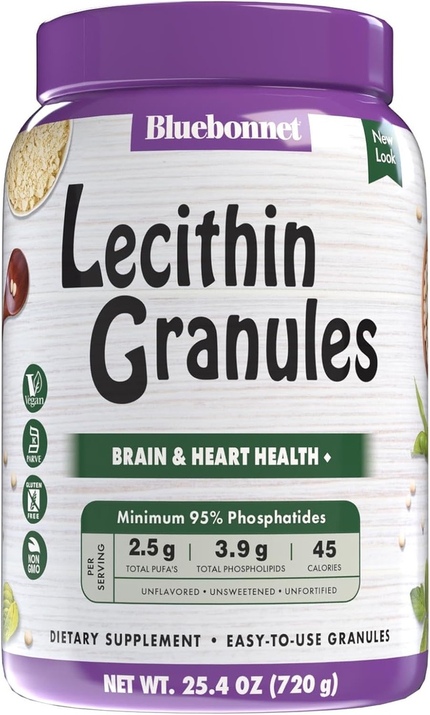 Bluebonnet Nutrition Super Ziemia Lecytyna Granule, derived From Non-GMO Soy, Gluten- Free, Non-GMO, Wegan, Kosher Certified, No Sugar Added, 25.4 oz, 96 Servings