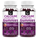 Wapnia Magnezu Cynk Gummie z Wysokiej Absorpcji Magnezu Glicynian Potas - Plant Complex Wapnia Magnezu 2: 1 Stosunek, z D3 Sea Moss dla kości, Mięśnie, Immune & Sleep Support, Vegan-2 Pack
