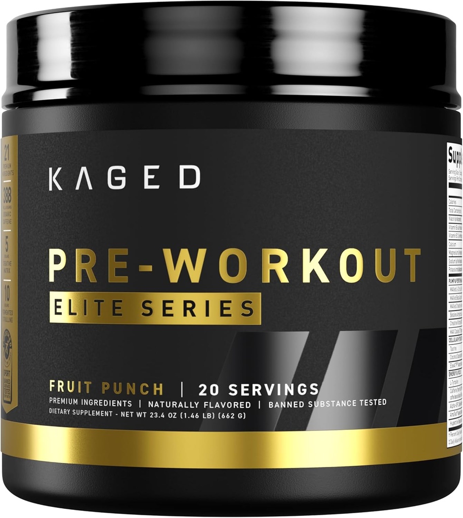 Kaged High Stimulant Pre Workout Proszek 124; Owoce Punch 124; Wcześniej Kaged Elite 124; L-Citruline Bis124; Kreatyna 124; Beta Alanine Bis124; 388mg Caepine 124; Nitric Oxide Booster 124; 20 Servings