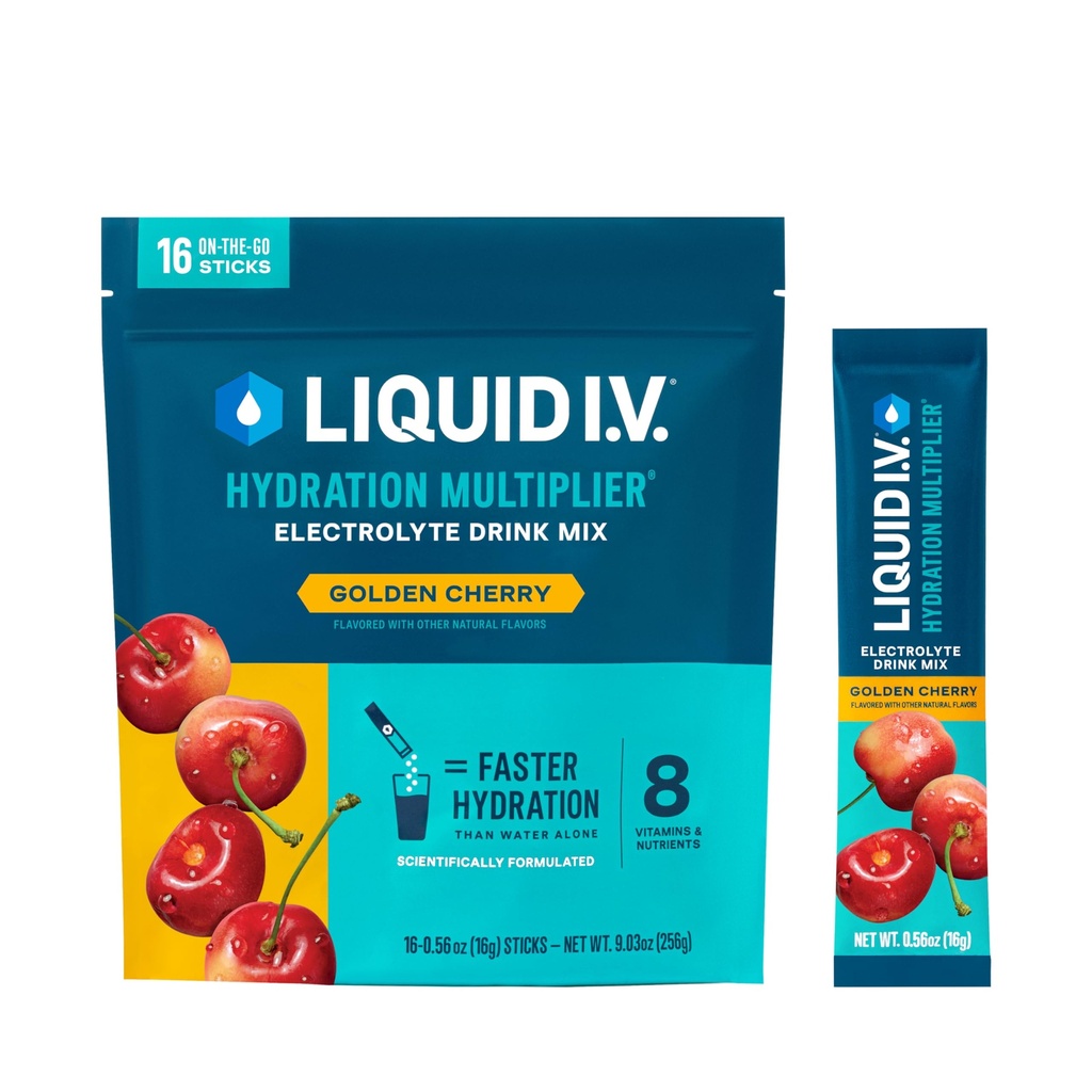 Płynny mnożnik nawadniania I.V. ® - Golden Cherry Netherlands 124; Mieszanka do nasączania proszkiem elektrolitu 124; 1 opakowanie (16 Servings)