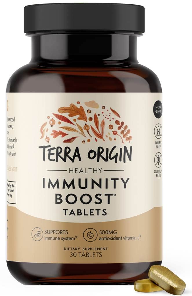 TERRA ORIGIN Immunity Supplement Supplement Supplement Agreement 124; Witamina C, D3, Cynk, Selen, Turmeric, Echinacea, Ginger & Andrographis z BioPerine Bis124; Dzienny Immune Booster & Mieszanka przeciwutleniająca 124; 30 Tabletki
