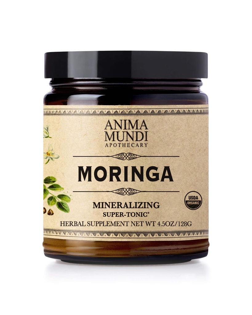 Anima Mundi Aptekarz Moringa Leaf Powder - Pure Organic Rainforest Superfood - Suplement wsparcia energetycznego, Natural & Non-GMO Green Powder (6oz / 170g)