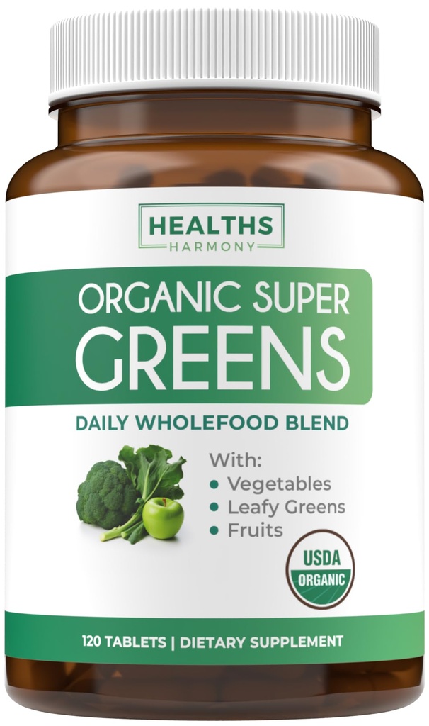 USDA Organic Super Greens Supplement - Organic Greens Fruits and Vegetable Supplement for Adult with 28 Superfood Complex with Superphruits Roots Herbs & More - Vegan & Non-GMO (Dostawa do 2 miesięcy)