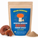 Malama Organic Reishi Grzyb w proszku, Wyciąg z czystego ciała owocowego, Superfood adaptogenne dla wsparcia immunologicznego i Wellness, 100 Służenia