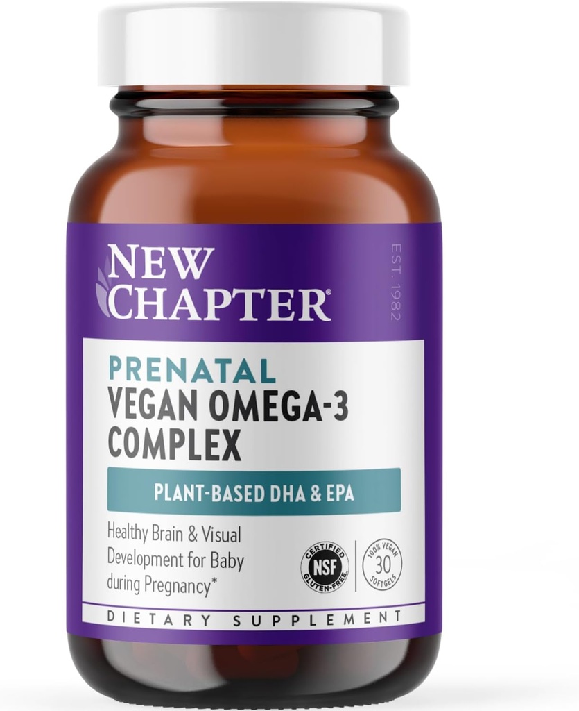 Nowy rozdział Wegan Prenatal DHA, EPA i suplement DPA - Prenatal Vegan Omega- Complex for Healthy Brain & Eye Development W czasie ciąży - 30 Softgels