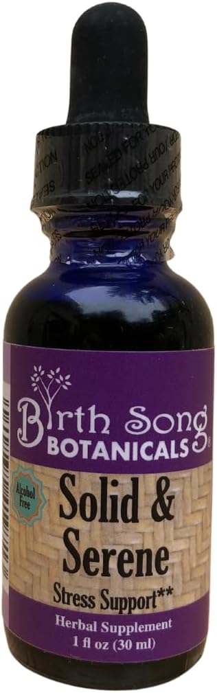 Narodziny Pieśni Botaniczne Solid & Serene Ziołowe Stres i Mood Support Tincture - Rumianek, Passionflower, Walerian płynne krople do wsparcia stresu - Non-Habit Forming Natural Supplement