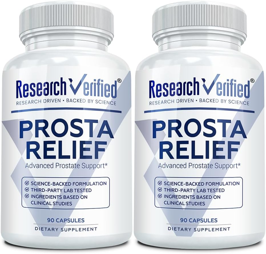 Research Verified ® Prosta Relief - Saw Palmetto i Bioperine ® - Prostate Health; Bladder & Urnary Health, Drive and Performance; Pure Natural, 90 Kapsułki (Opakowanie 2)