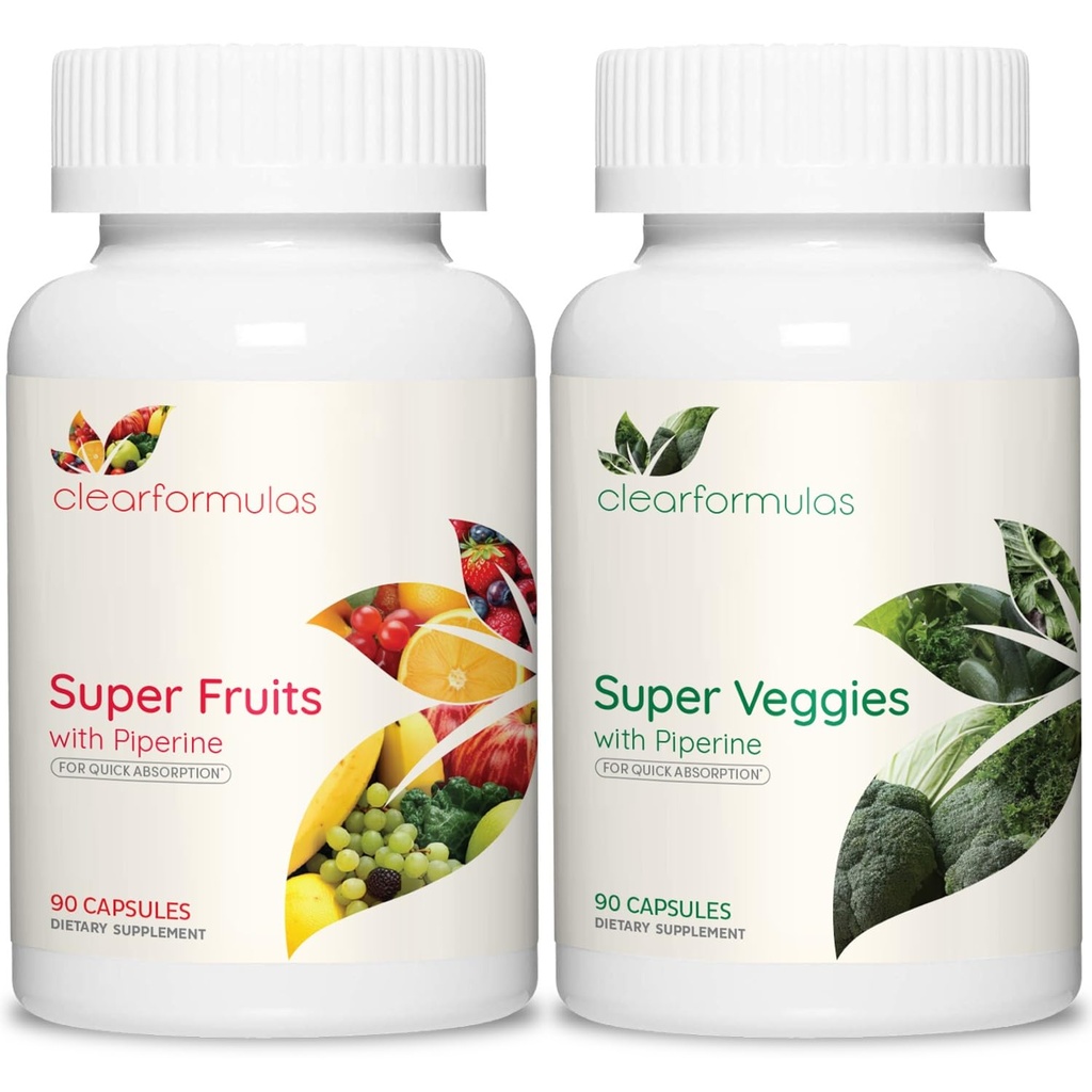 Daily Fruit and Veggies Supplement for Adult - Super Fruits and Vegetables Supplement with 37 Different Super Foods for Total Health Wellness and Immune Support - Non-GMO and Vegan (30 Servings)