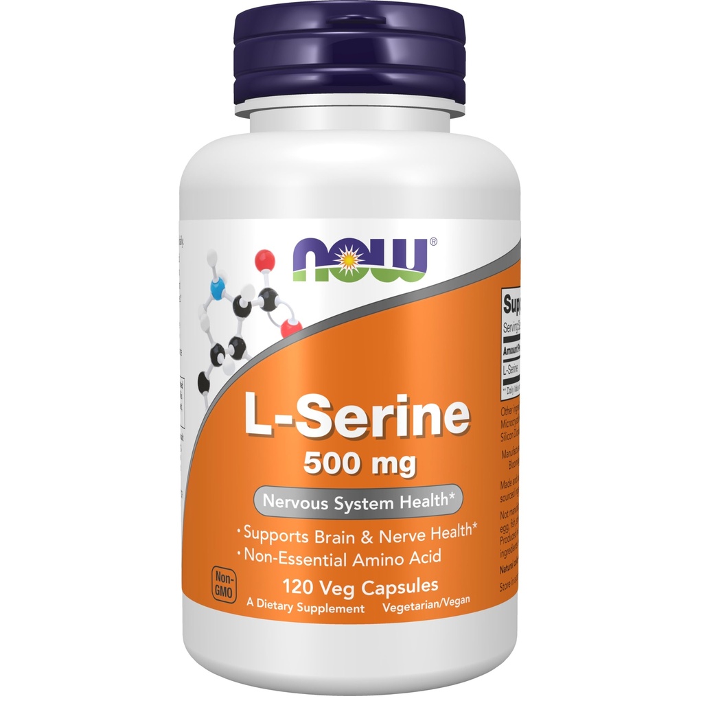 Teraz suplementy, L- Serine 500 mg, Zdrowie układu nerwowego, 120 kapsułki Veg