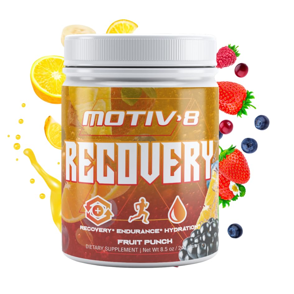 Motyw-8 Odzyskiwanie Hydration and Recovery, Napoje z odzyskiem elektrolitów, Zwiększona wytrzymałość, Ulepszenie Odzyskiwanie, Bez cukru (60 Służenie, Owoce Punch)