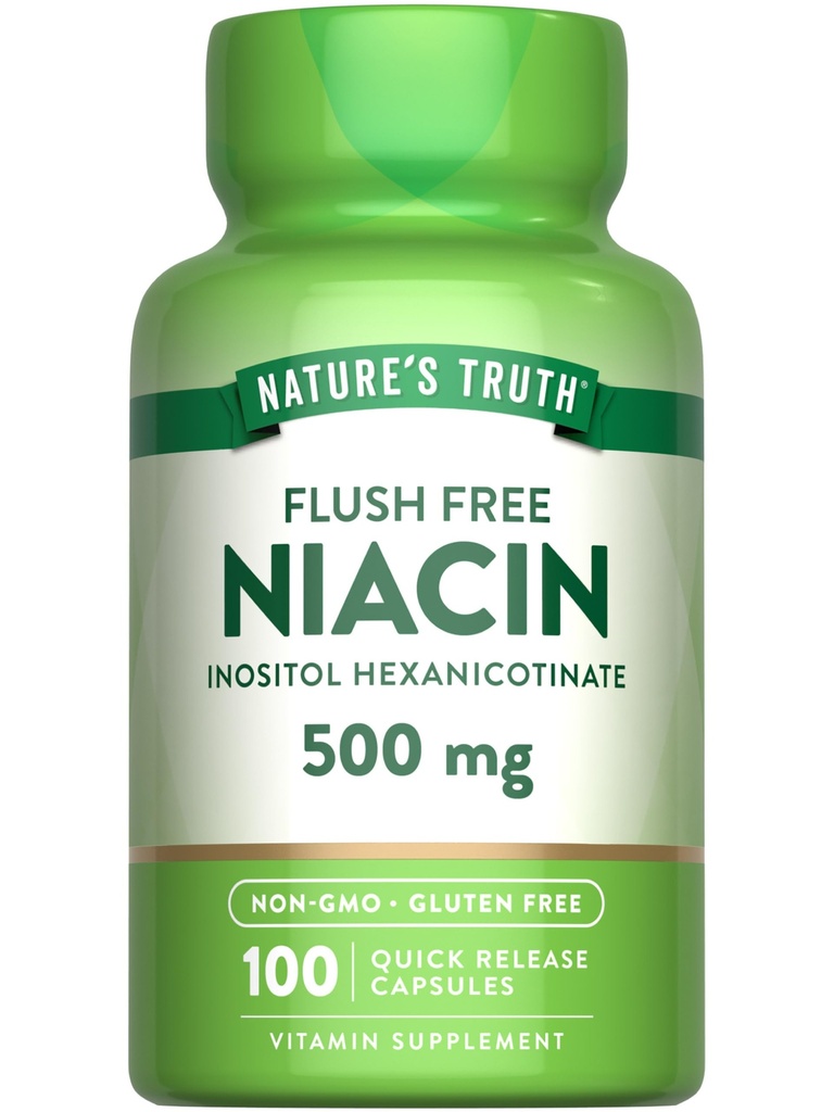 Nature 's Truth Flush Free Niacine 124; 500mg Performance 124; 100 Capsules Belgium 124; Non- GMO & Gluten Free Supplement