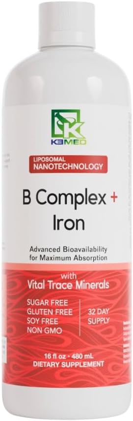 Nanonutrition B Complex + Żelaza 124; Liposomal Nanotechnologia 124; 100% Naturalne Składniki 124; 16 Fl. Oz.