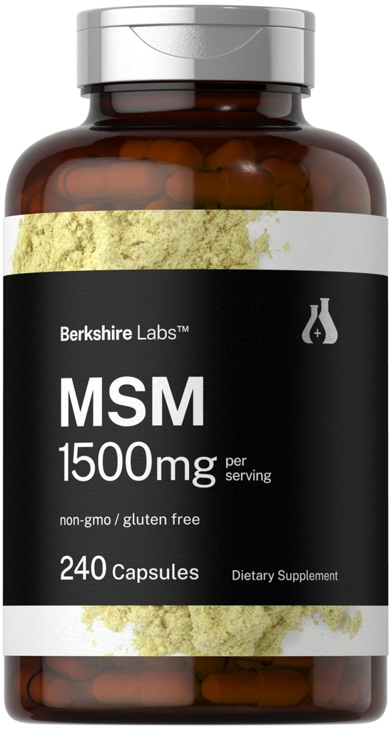 Horbäach MSM Capsules 1500mg Xivy124; 240 Count Xivy124; Non- GMO, Gluten Free Supplement Xivy124; Berkshire Labs