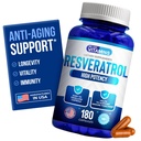 Lubimy Vitamin Resveratrol 1000mg na serwowanie - 180 Łatwe do połykania kapsułki wegetariańskie - Natural Resveratrol Supplement 1000mg - Suplement przeciwutleniający pomaga wspierać anty- starzenia i układu immunologicznego