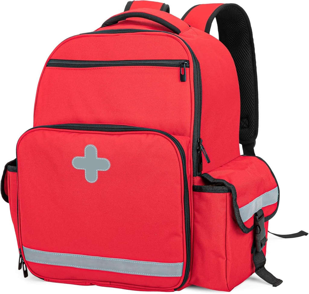 CURMIO Emergency Medical Backpack Pusty, Pierwszy Responder EMT Bag dla EMS, Kemping, Turystyka, Zdrowie domu, Wycieczki terenowe, Czerwony (Bag Only, Opatentowany Design)
