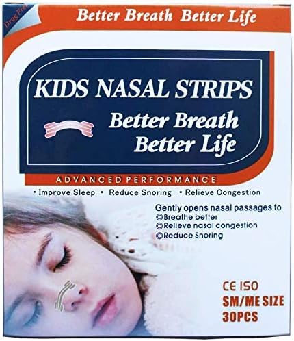 30 Natural Drug-Free Kids Better Breath Nasal Strips for nosal congestion, alergia, zimno, Flu, Sinus, Stuffy Nose, Chrapanie, Deviated Septum, Sleep Aid, Athletic Performance - Wiek 5 i powyżej
