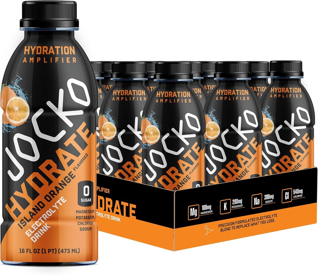 Jocko Paliwo Hydrate Napoje Electrolyte - Wzmacniacz Napojów Sportowych Napojów Napojów Napojów Napojów Napojów Napojów Napojów Napojów Napojów Napojów, Piknik Zapychu - Scientific Support Electrolyte Blend Island Orange Flavor 16 Oz (12 Pack)