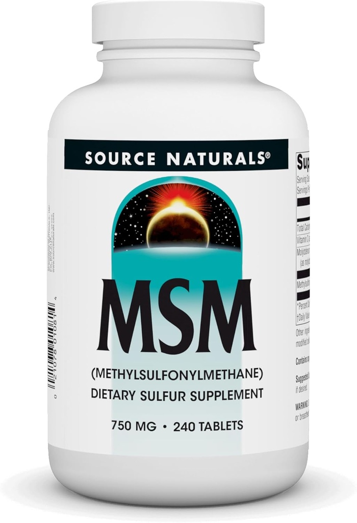 Źródło Naturals MSM (metylosulfonylometan), 750mg - 240 Tablets