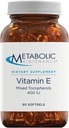 Metaboliczne Utrzymanie Witamina E Kompleks (Mieszane Tokoferole) 400 j.m. z D- Alpha D- Beta D- Gamma + Suplement D- Delpha - Kardiologiczny + Wsparcie przeciwutleniające (90 Kapsułki)
