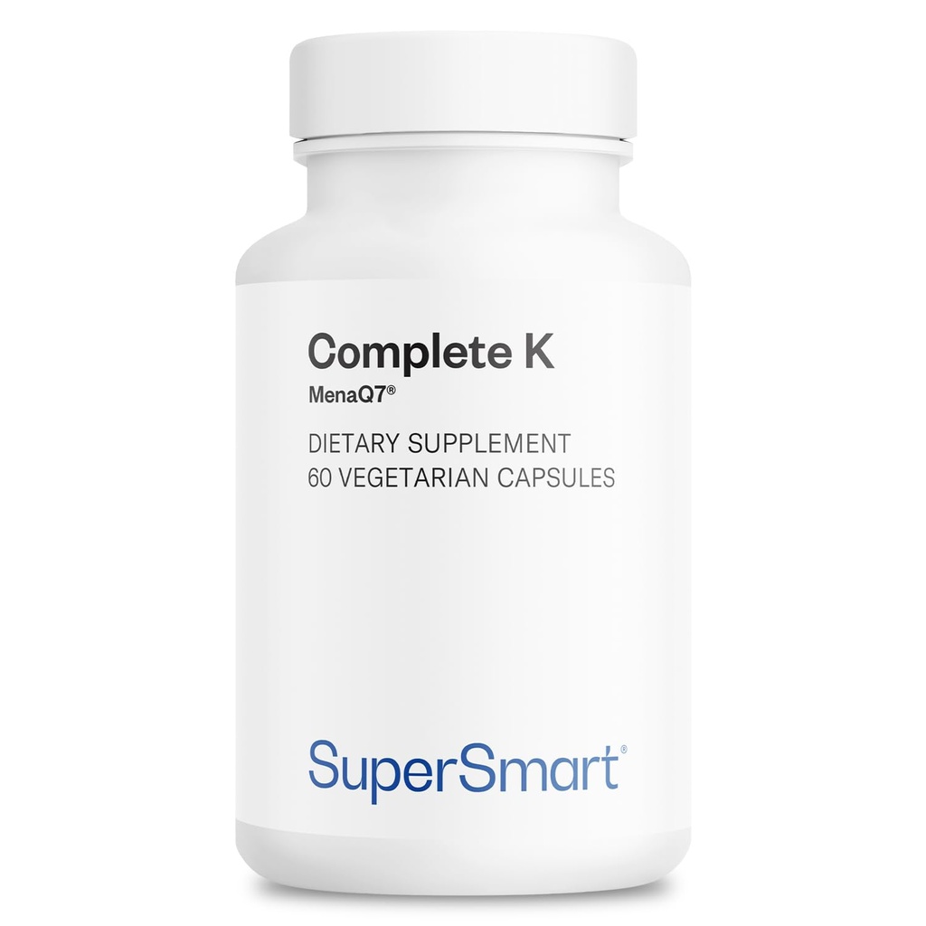 Supersmart - Complete K - with K1, K2 (MK4 + MK7) - Full Spectrum Witamina K Supplement Equipment 124; Non- GMO & Gluten Free - 60 Kapsułki wegetariańskie