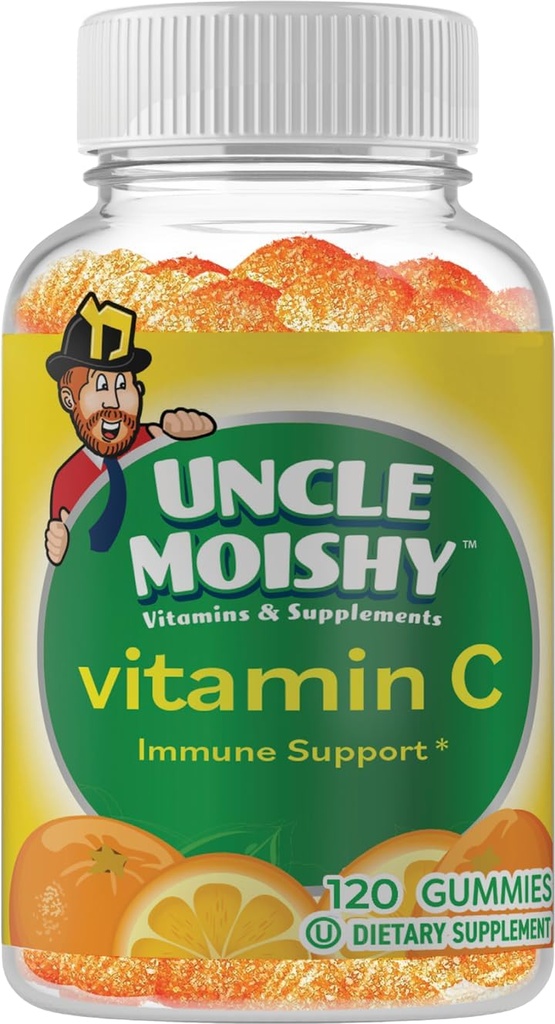 Wujek Moishy Witamina C z Echinacea 120 Pyszny pomarańczowy aromat galaretki niedźwiedzie