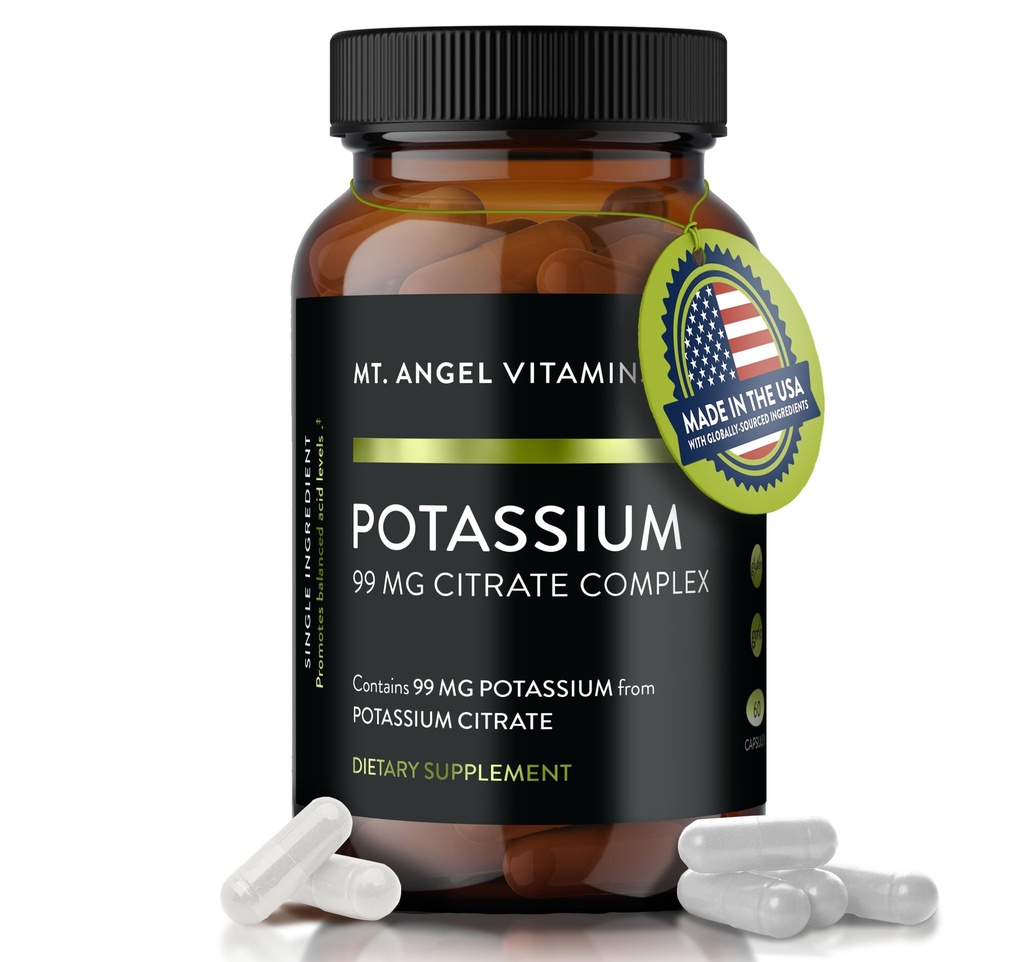 Mt. Anioł Witaminy - suplement potasu, 99 MG Cytrynian potasu, 60 Kapsułki