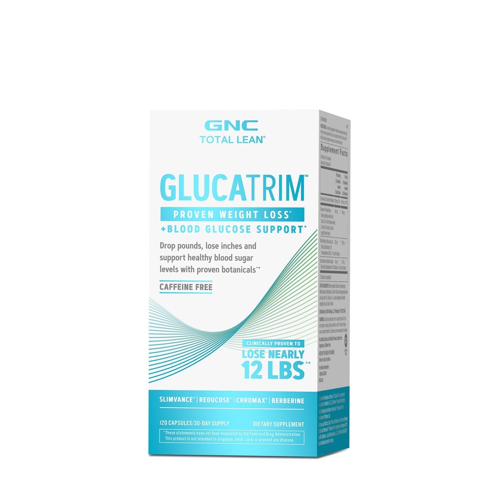GNC Total Lean GlucaTrim, 120 Kapsułek, Kofeina Free, 60 Sług