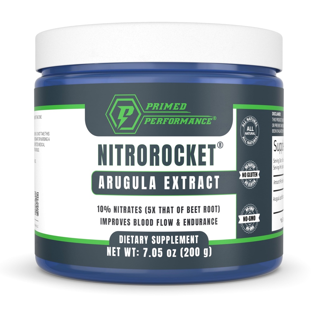 NitroRocket Acirc Supplement Acidic Tlenki - Obróbka obiegowa, przepływ krwi, wytrzymałość i energia - Booster azotanu bazujący na plancie dla mężczyzn i kobiet - 200g Proszek