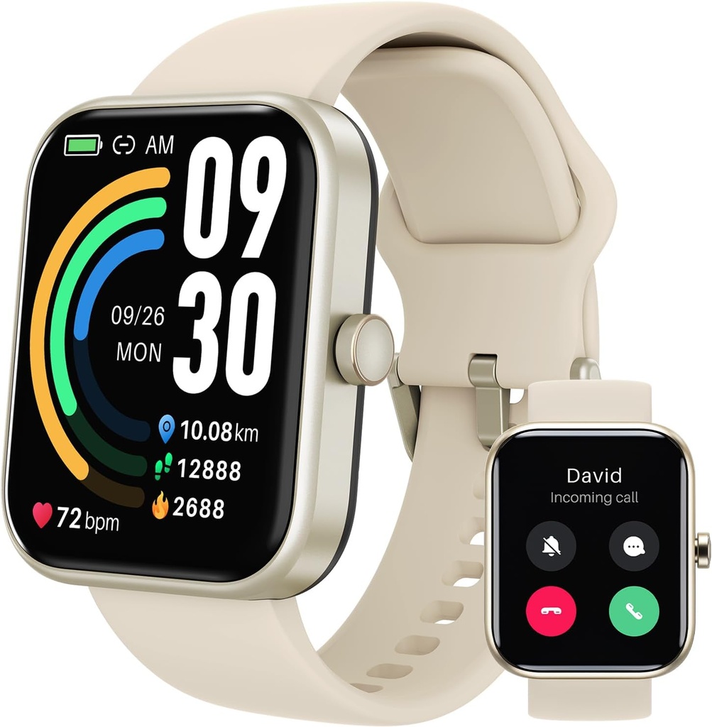 TOZO 2025 New Upgraded Smart Watch for Men Women for iPhone&Android, 1.83" Fitness Tracker Bluetooth Call [Answer/Make], IP68 Waterproof Sleep Monitor, 100+ Sport Modes Gold