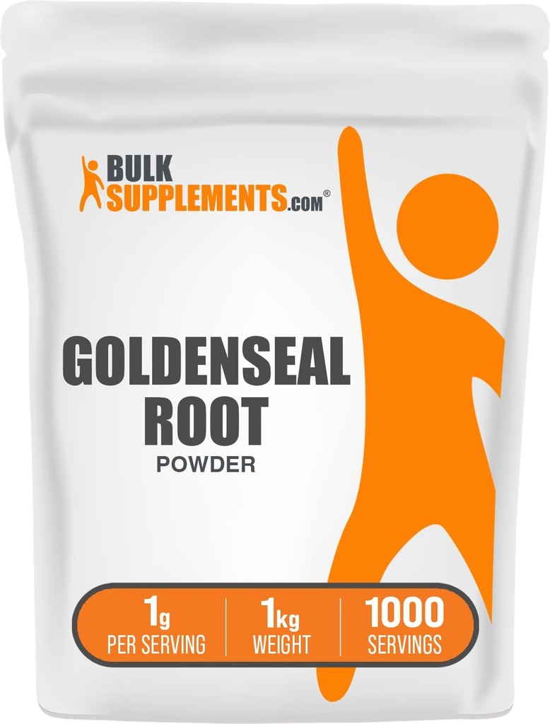 BulkSupplements.com Proszek Goldenseal - Herbal Supplement, Sourced from Goldenseal Root - Vegan & Gluten Free, 1 g na Serving, 1 kg (2,2 kg) (Opakowanie 1)
