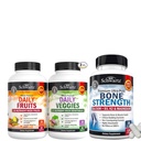 Bioschwartz Daily Fruits and Veggies Supplement for Women and Men (1 Month Supply) Plus Bone Strength Mineral Supplement with Calcium and Magnez (1 Month Supply)