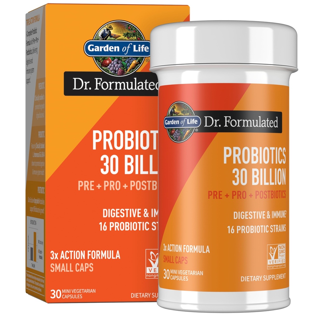 Ogród Życia Dr Spreparowane raz dziennie 3- in-1 Kompletne Probiotyki, Prebiotyki i Postbiotyki - PRE + PRO + POSTBIOTIC Suplement dla Dorośli 'Digestive & Immune Health, 30 Miliard CFU, 30 Day Supply