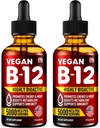 Opakowanie 2 - B12 Podjęzykowe 5000 µg Drops - Made in USA - Vegan B12 Vitamin for Energy, Mood & Memory - Wysoce Biodostępne Podjęzykowe Dropy - Metylcobalamina dla Kobiet i Mężczyzn - 2 fl. oz.