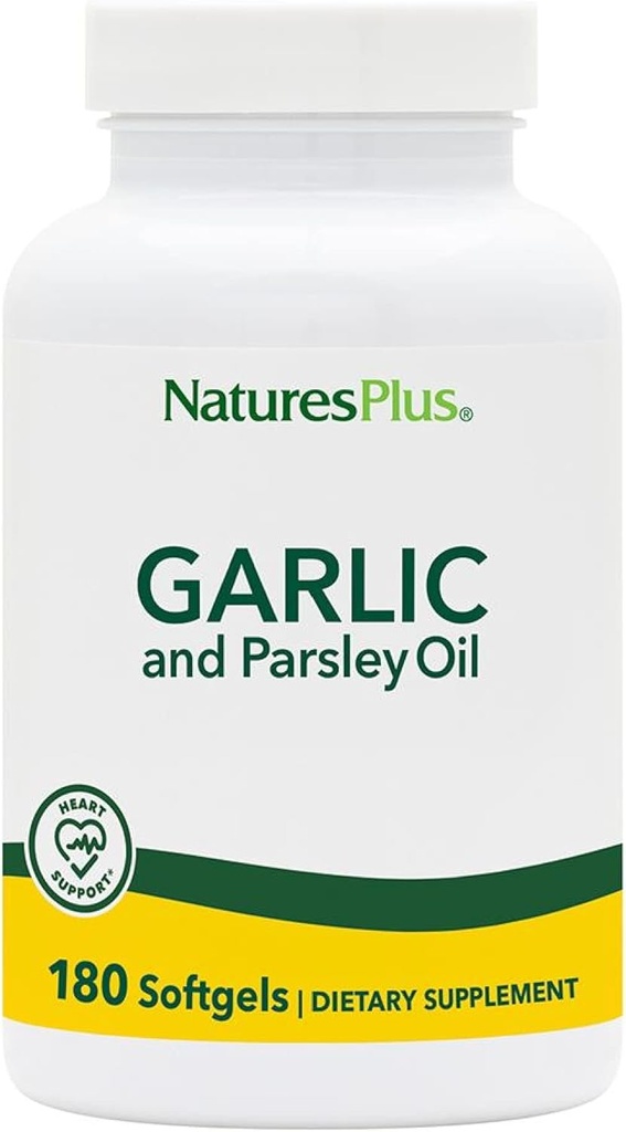 Natury Plus czosnek i pietruszka - naturalnie promuje zdrowe Cholesterol & Poziomy ciśnienia krwi - 180 Softgels (180 Servings)